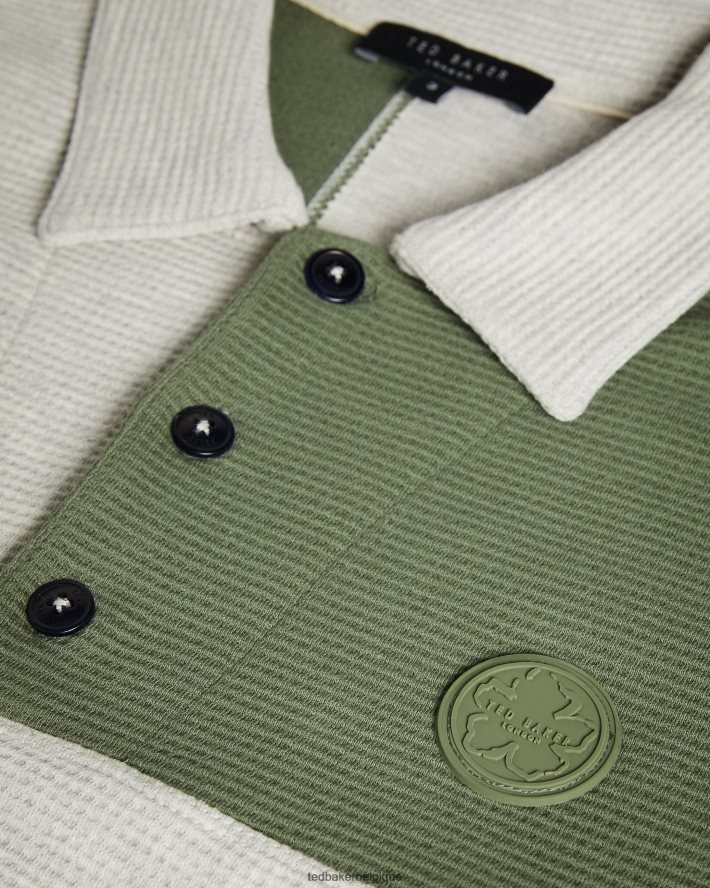 être Ted Baker Hommes Polo à empiècements en maille gaufrée Wickam marnes grises FR8J421671 vêtements