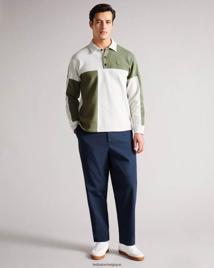 être Ted Baker Hommes Polo à empiècements en maille gaufrée Wickam marnes grises FR8J421671 vêtements