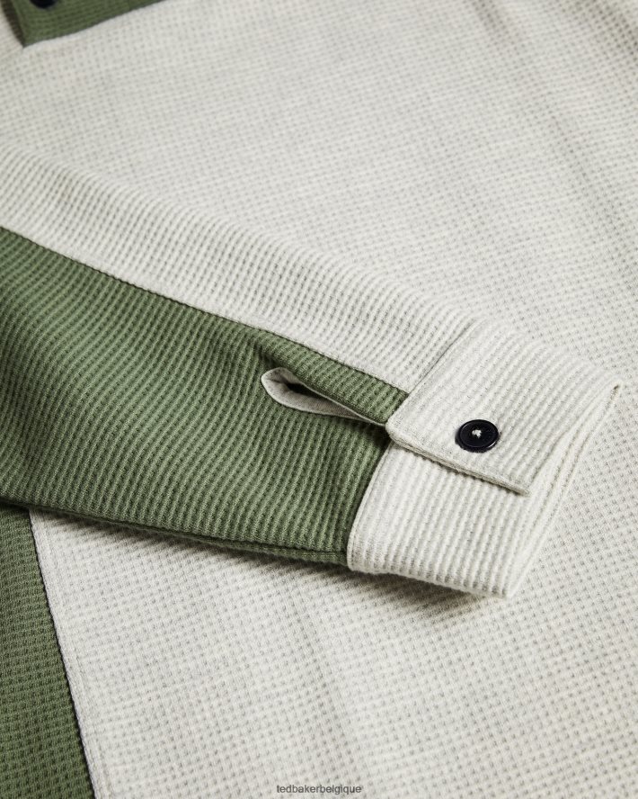 être Ted Baker Hommes Polo à empiècements en maille gaufrée Wickam marnes grises FR8J421671 vêtements