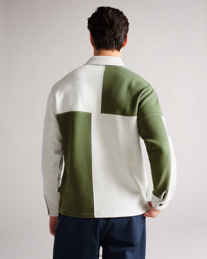 être Ted Baker Hommes Polo à empiècements en maille gaufrée Wickam marnes grises FR8J421671 vêtements