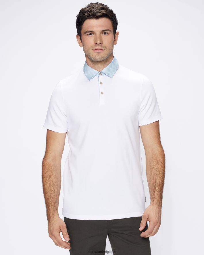 être Ted Baker Hommes polo à col tissé frend ss blanc FR8J421643 vêtements