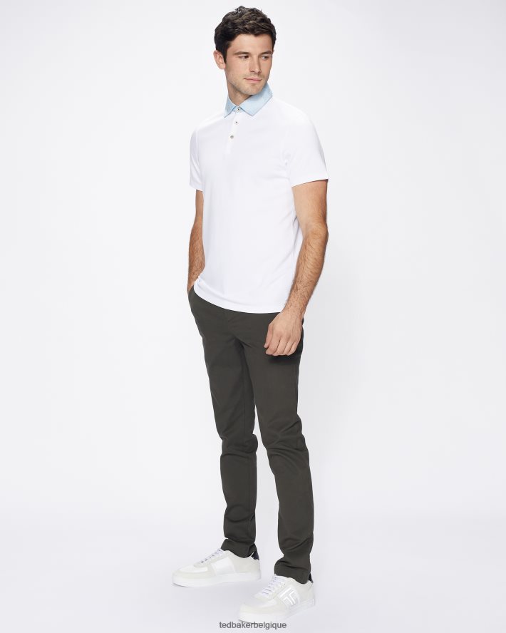 être Ted Baker Hommes polo à col tissé frend ss blanc FR8J421643 vêtements