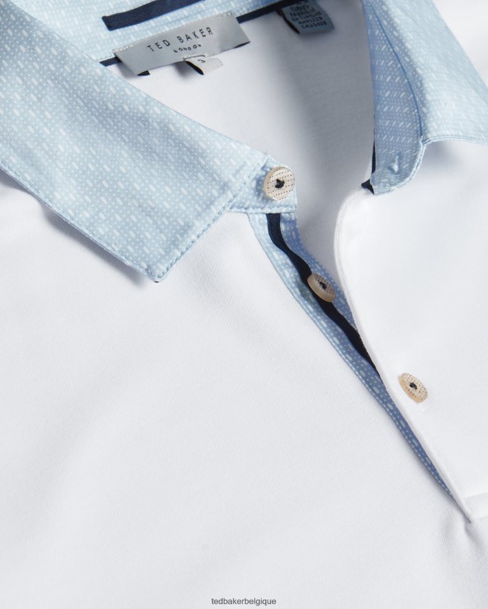 être Ted Baker Hommes polo à col tissé frend ss blanc FR8J421643 vêtements