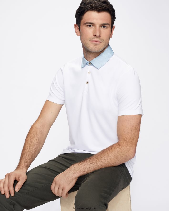 être Ted Baker Hommes polo à col tissé frend ss blanc FR8J421643 vêtements