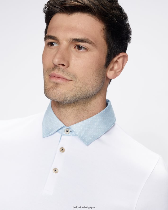 être Ted Baker Hommes polo à col tissé frend ss blanc FR8J421643 vêtements