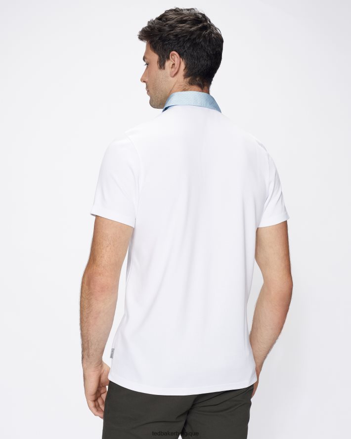 être Ted Baker Hommes polo à col tissé frend ss blanc FR8J421643 vêtements