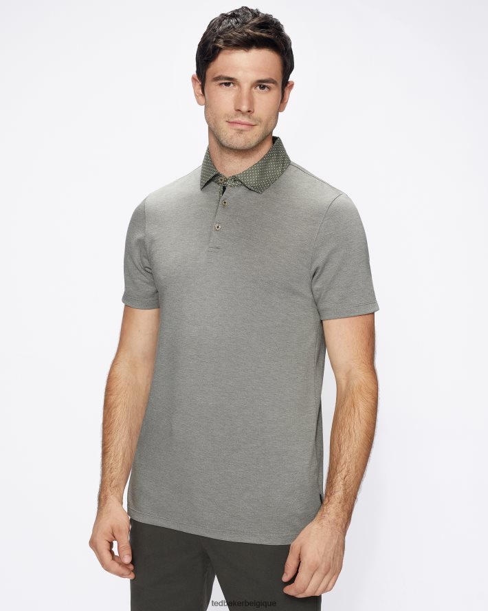 être Ted Baker Hommes polo à col tissé frend ss kaki FR8J421659 vêtements