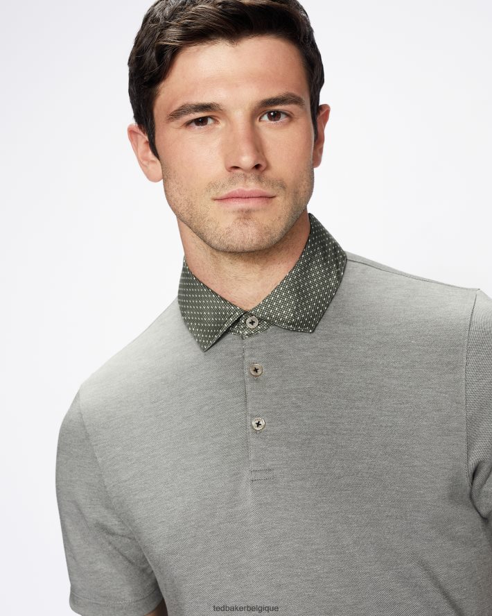 être Ted Baker Hommes polo à col tissé frend ss kaki FR8J421659 vêtements