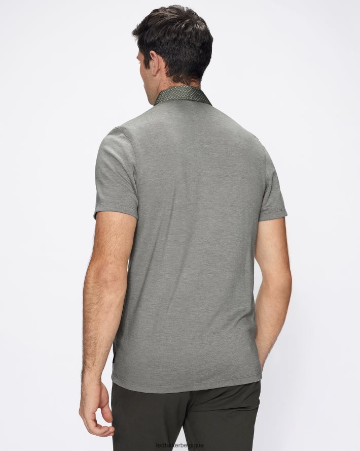 être Ted Baker Hommes polo à col tissé frend ss kaki FR8J421659 vêtements