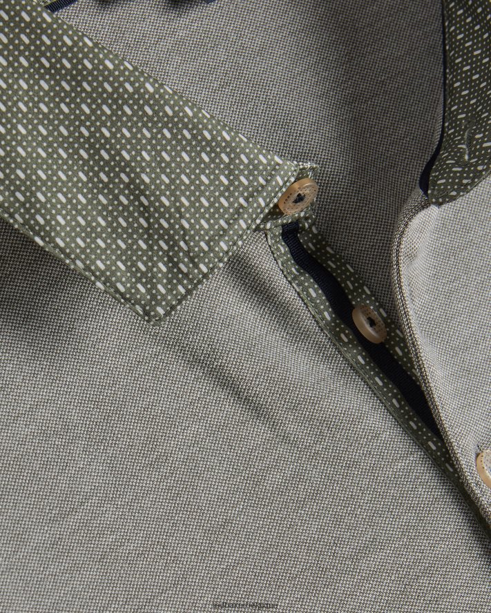 être Ted Baker Hommes polo à col tissé frend ss kaki FR8J421659 vêtements