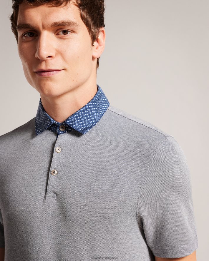 être Ted Baker Hommes polo à col tissé frend ss marine FR8J421657 vêtements