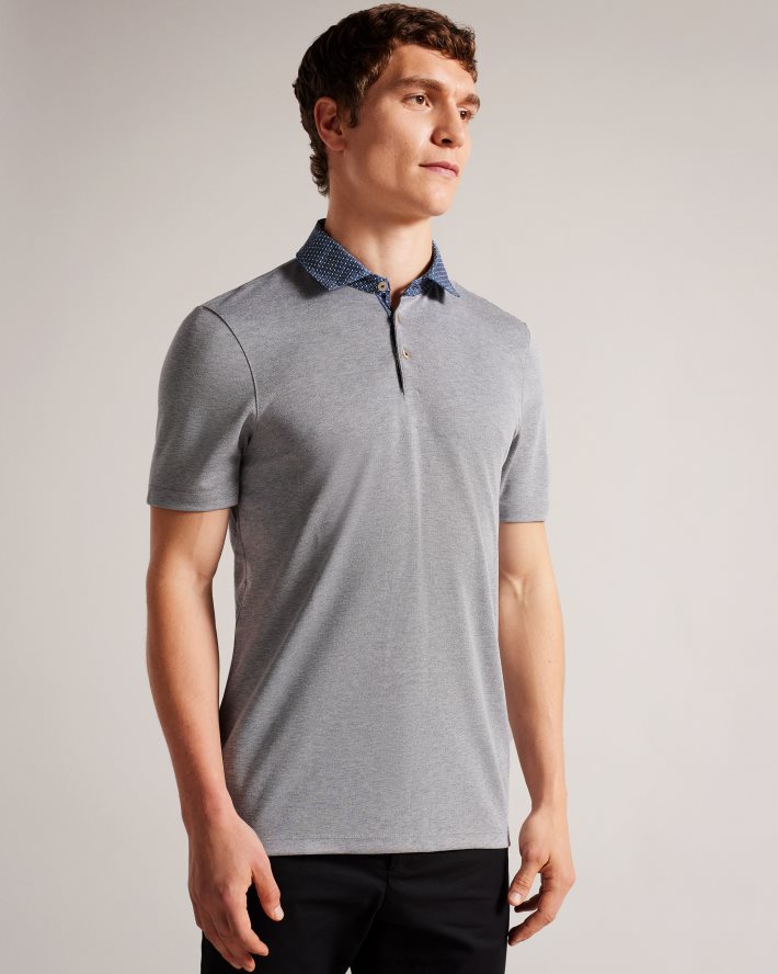 être Ted Baker Hommes polo à col tissé frend ss marine FR8J421657 vêtements