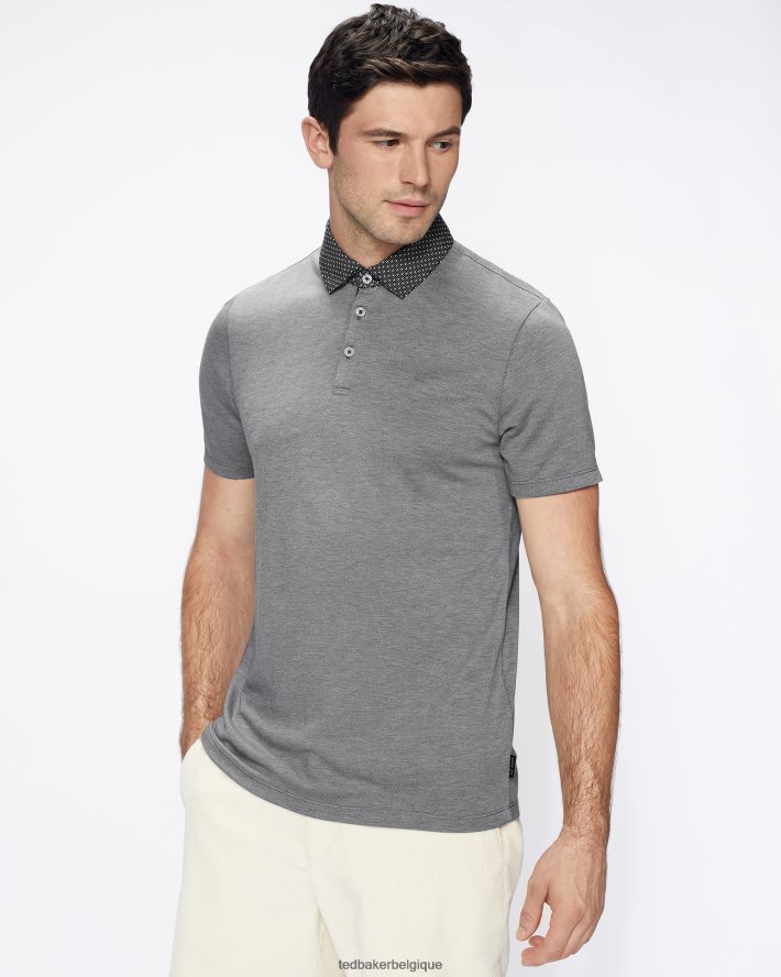 être Ted Baker Hommes polo à col tissé frend ss noir FR8J421628 vêtements