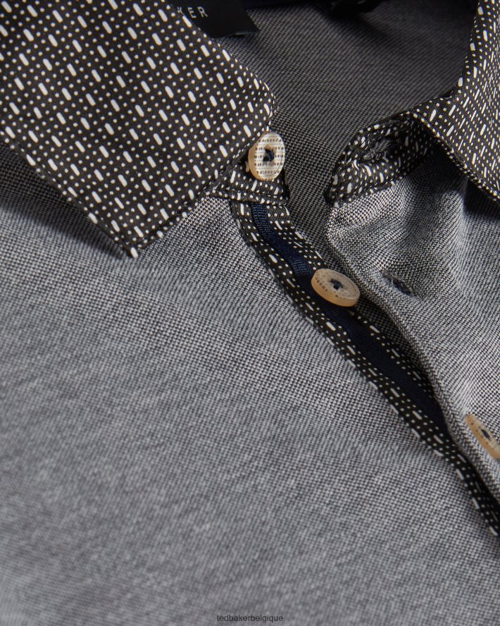 être Ted Baker Hommes polo à col tissé frend ss noir FR8J421628 vêtements