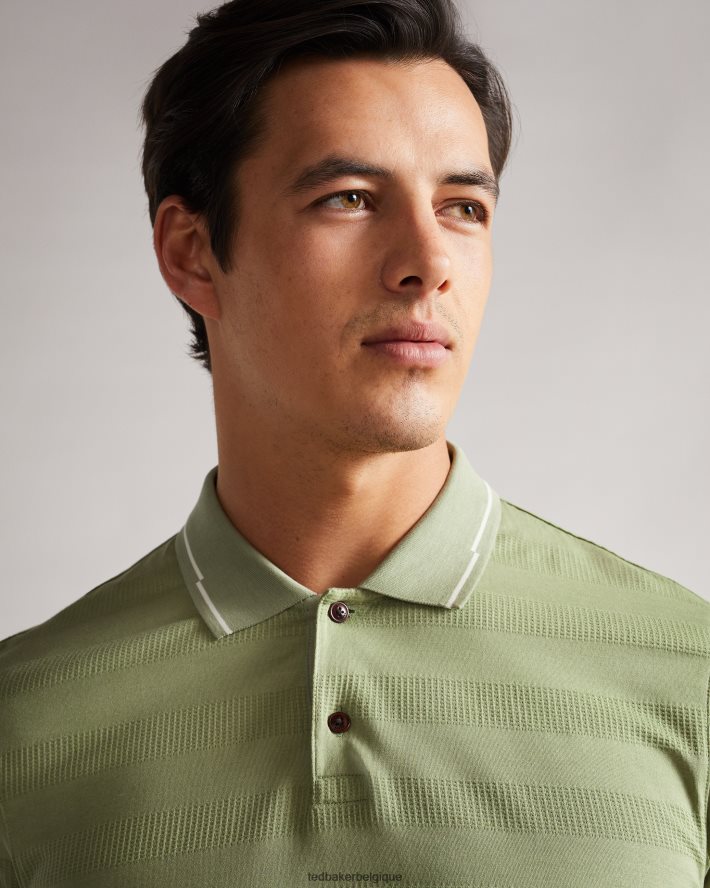 être Ted Baker Hommes polo à rayures texturées irby ss vert pâle FR8J421691 vêtements