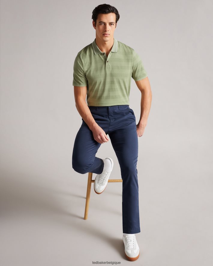 être Ted Baker Hommes polo à rayures texturées irby ss vert pâle FR8J421691 vêtements