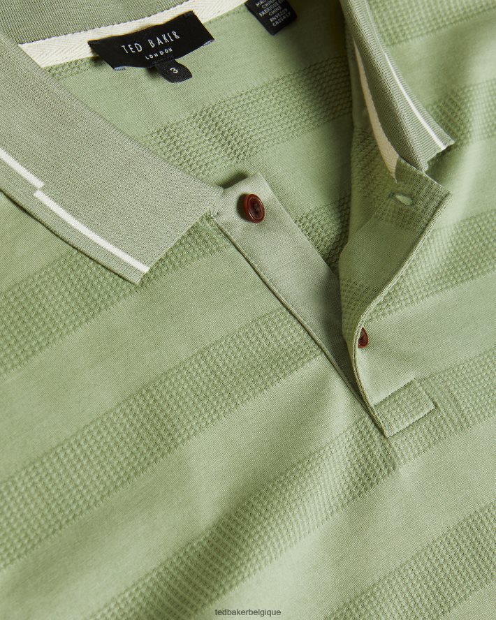 être Ted Baker Hommes polo à rayures texturées irby ss vert pâle FR8J421691 vêtements
