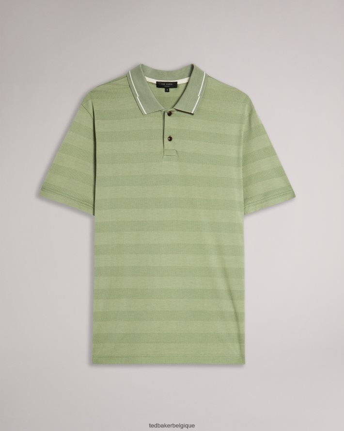 être Ted Baker Hommes polo à rayures texturées irby ss vert pâle FR8J421691 vêtements