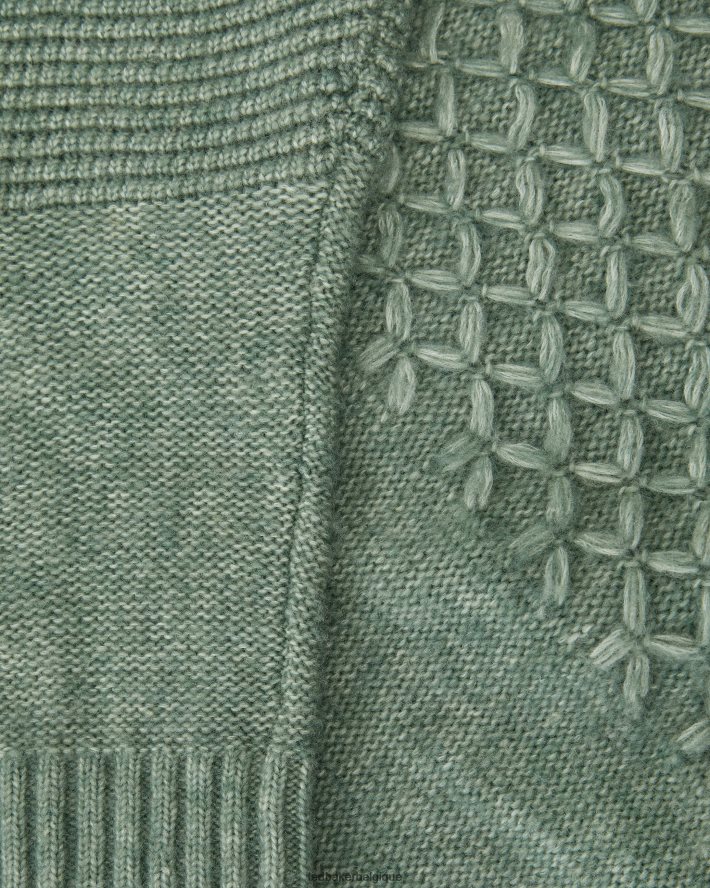 être Ted Baker Hommes col ras du cou à mailles mélangées Brokhol LS vert pâle FR8J421626 vêtements