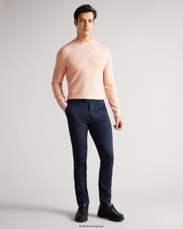 être Ted Baker Hommes knares ls - pull texturé à col rond rose FR8J421717 vêtements