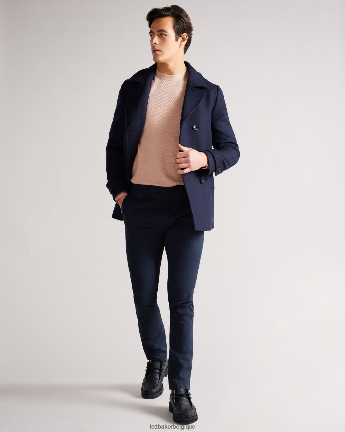 être Ted Baker Hommes knares ls - pull texturé à col rond rose FR8J421717 vêtements