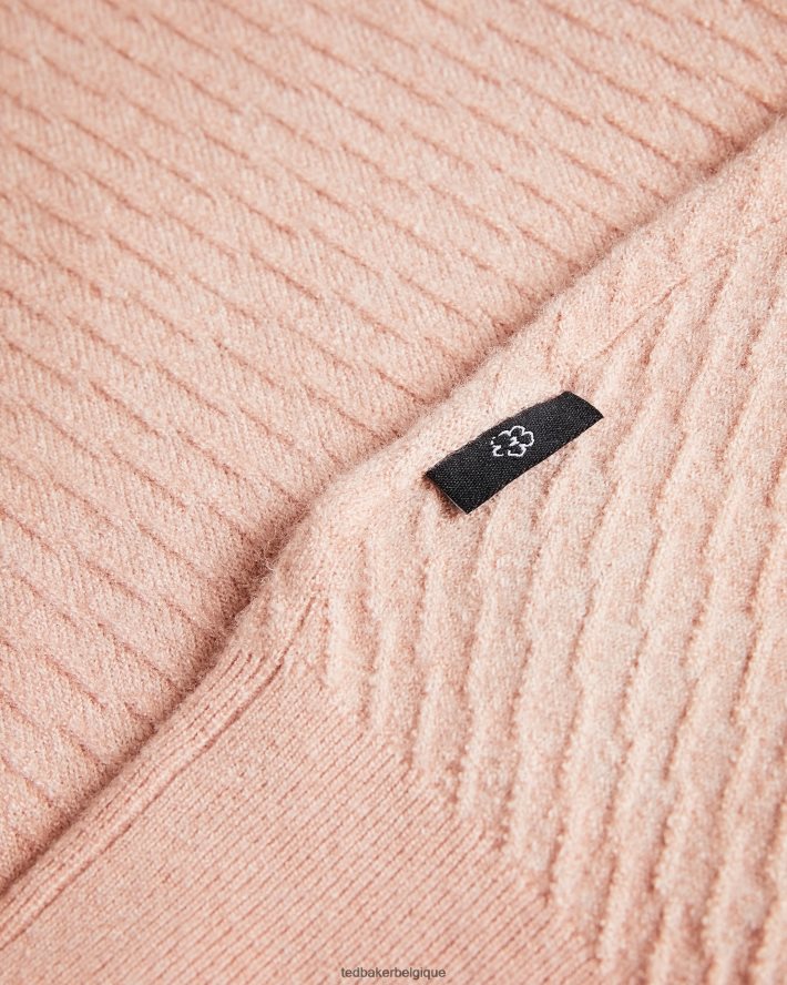 être Ted Baker Hommes knares ls - pull texturé à col rond rose FR8J421717 vêtements