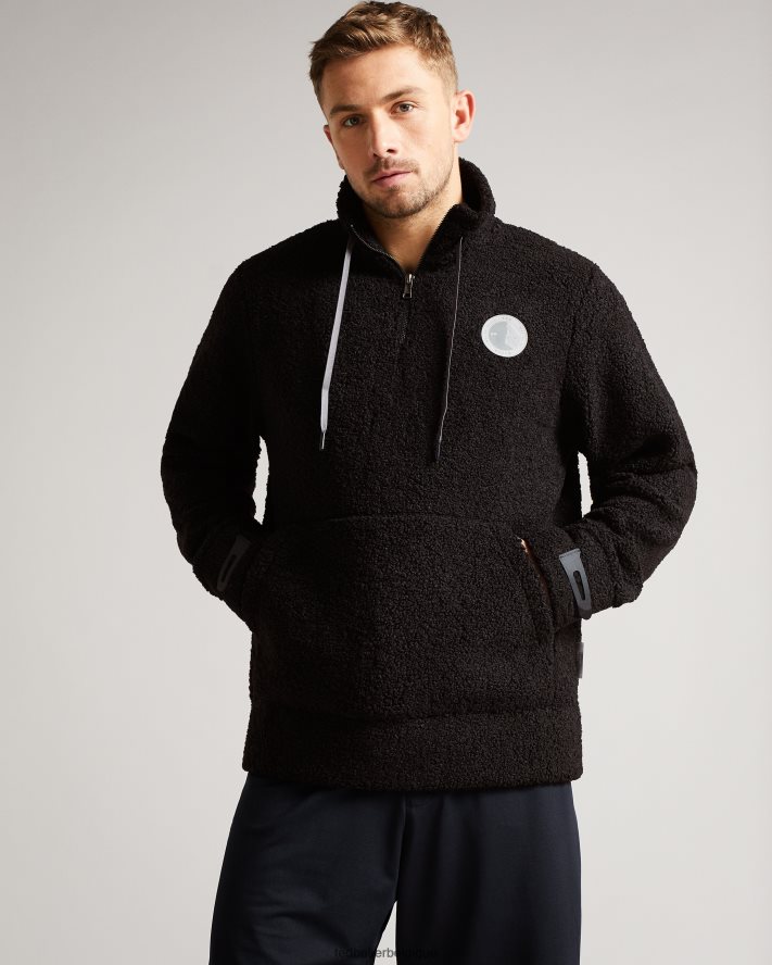 être Ted Baker Hommes pull à demi-zip en jersey texturé Redmond noir FR8J421690 vêtements