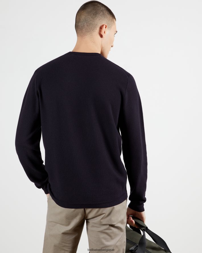 être Ted Baker Hommes staylay - pull texturé à col rond marine FR8J421709 vêtements