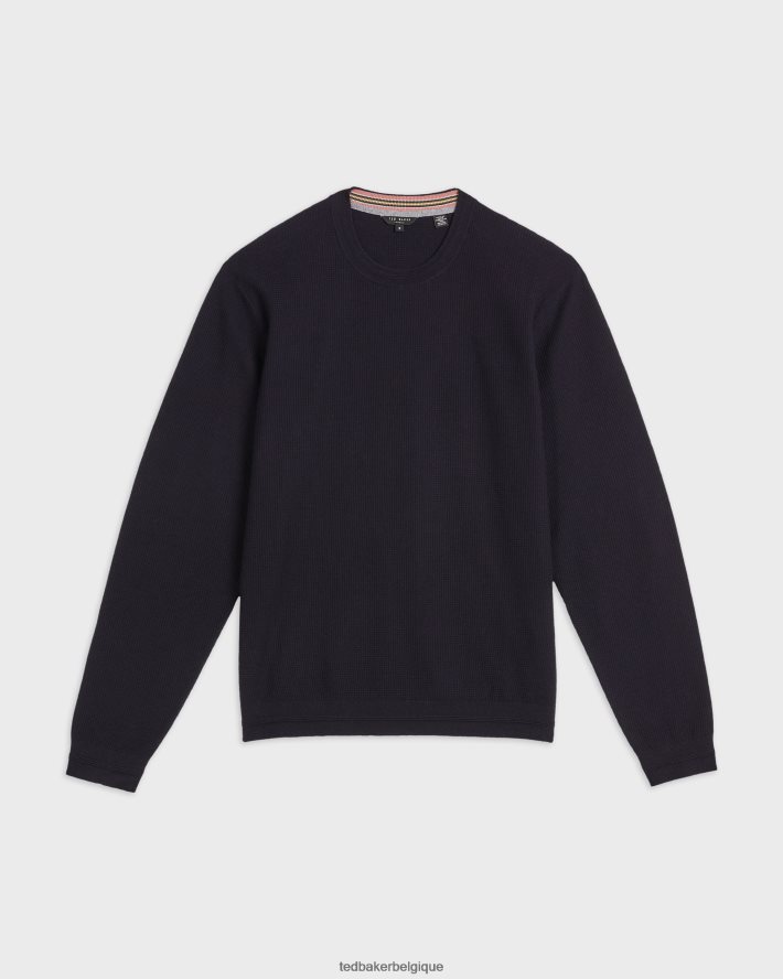 être Ted Baker Hommes staylay - pull texturé à col rond marine FR8J421709 vêtements