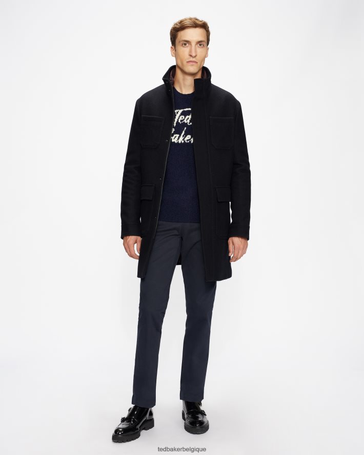être Ted Baker Hommes traks manteau à col cheminée avec poches marine FR8J421721 vêtements