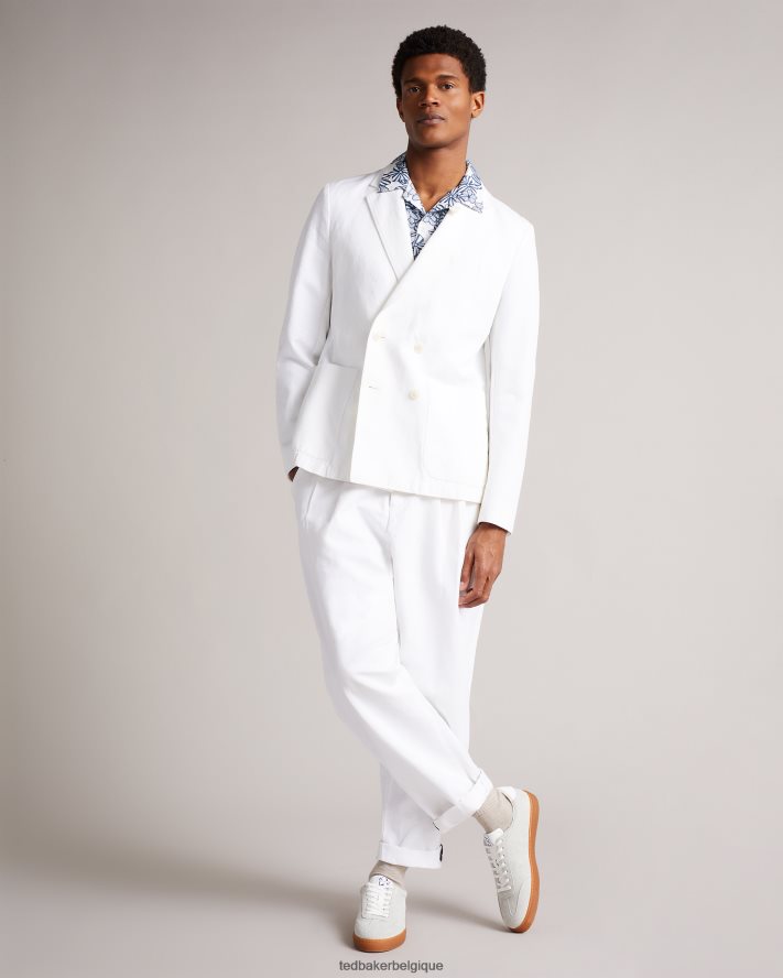 être Ted Baker Hommes blazer croisé ithon en ottoman blanc FR8J421398 vêtements