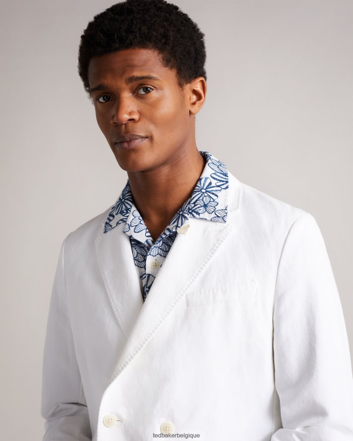être Ted Baker Hommes blazer croisé ithon en ottoman blanc FR8J421398 vêtements
