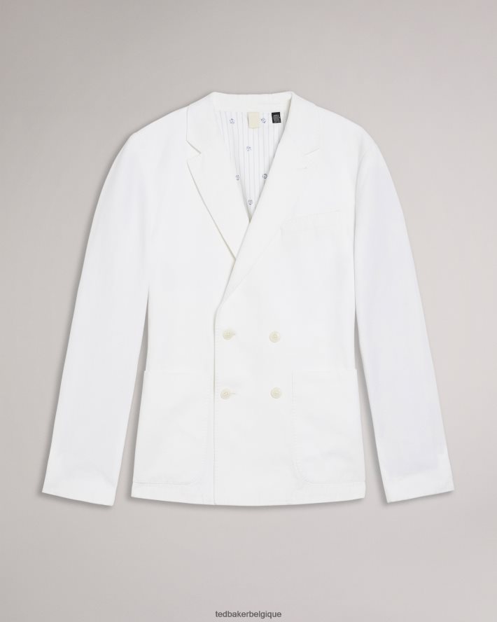 être Ted Baker Hommes blazer croisé ithon en ottoman blanc FR8J421398 vêtements