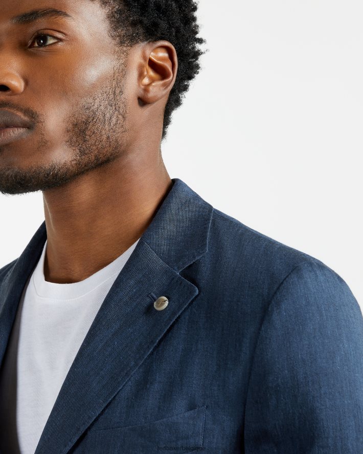 être Ted Baker Hommes blazer en mélange de lin yucca marine FR8J421639 vêtements