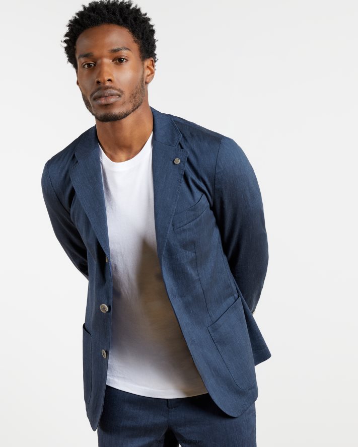 être Ted Baker Hommes blazer en mélange de lin yucca marine FR8J421639 vêtements