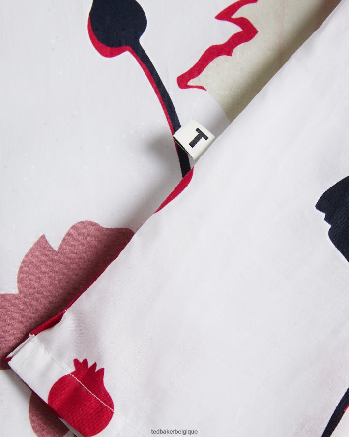 être Ted Baker Hommes Chemise à manches courtes à imprimé silhouette colorée Rossvil blanc FR8J421482 vêtements