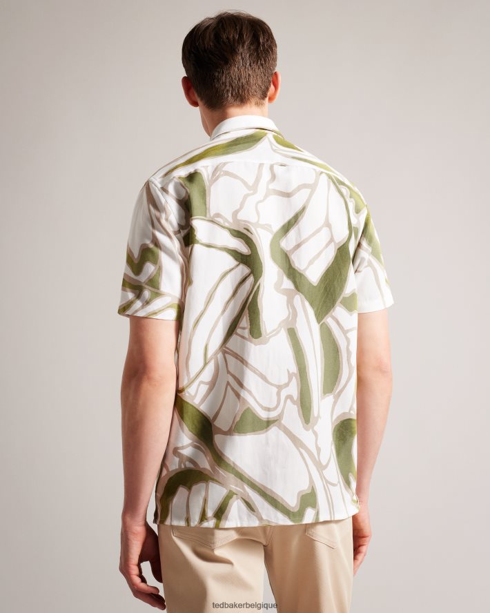 être Ted Baker Hommes Errew - Chemise à manches courtes et imprimé abstrait écru FR8J421549 vêtements
