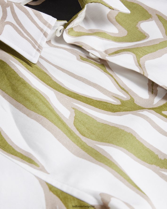 être Ted Baker Hommes Errew - Chemise à manches courtes et imprimé abstrait écru FR8J421549 vêtements