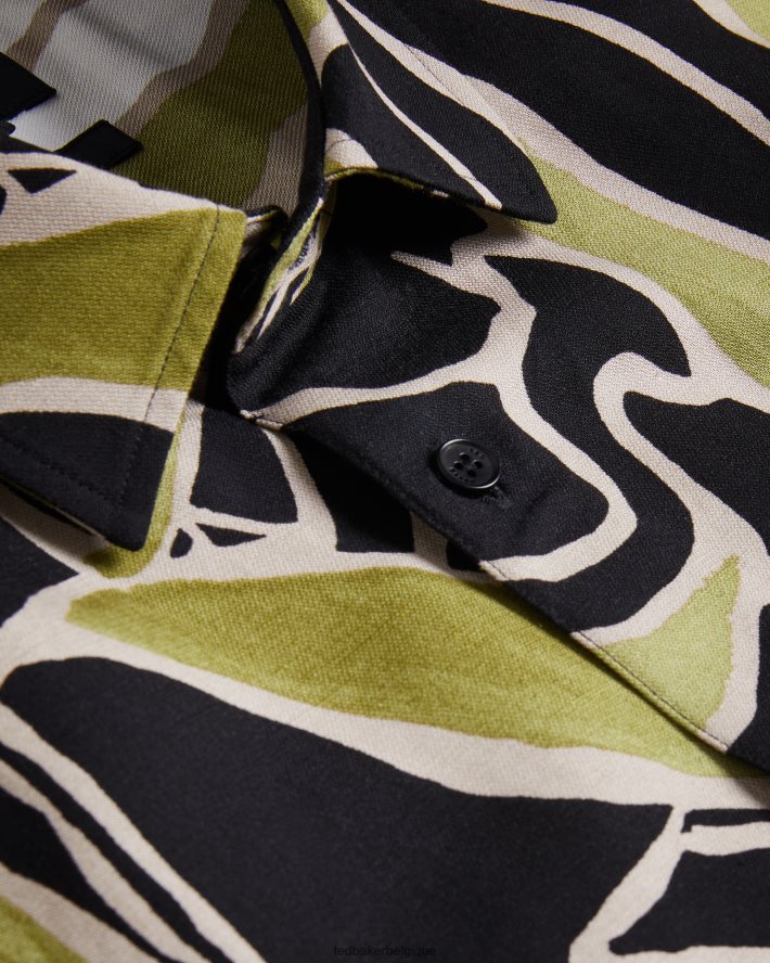 être Ted Baker Hommes Errew - Chemise à manches courtes et imprimé abstrait noir FR8J421587 vêtements