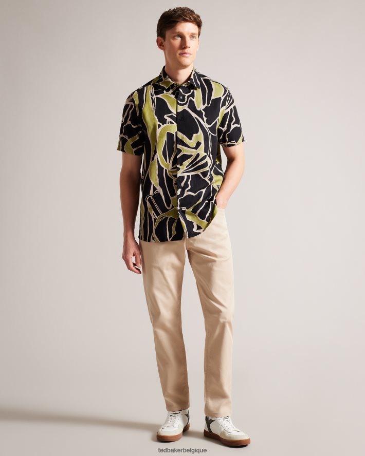 être Ted Baker Hommes Errew - Chemise à manches courtes et imprimé abstrait noir FR8J421587 vêtements
