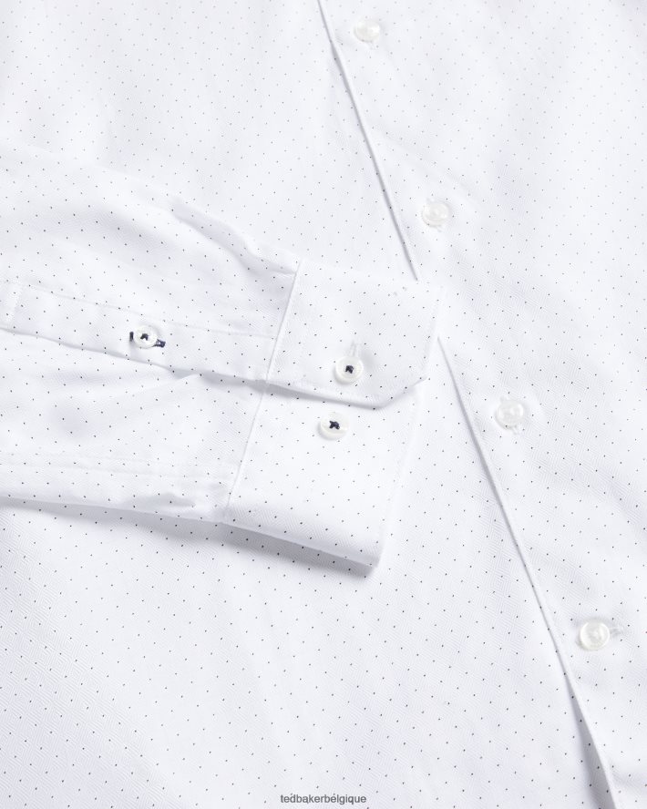 être Ted Baker Hommes Hysopss - Chemise coupe slim à imprimé mini pois blanc FR8J421511 vêtements
