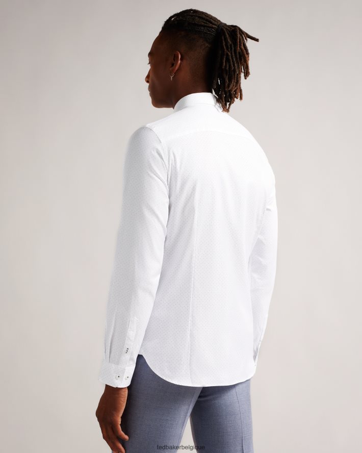 être Ted Baker Hommes Hysopss - Chemise coupe slim à imprimé mini pois blanc FR8J421511 vêtements