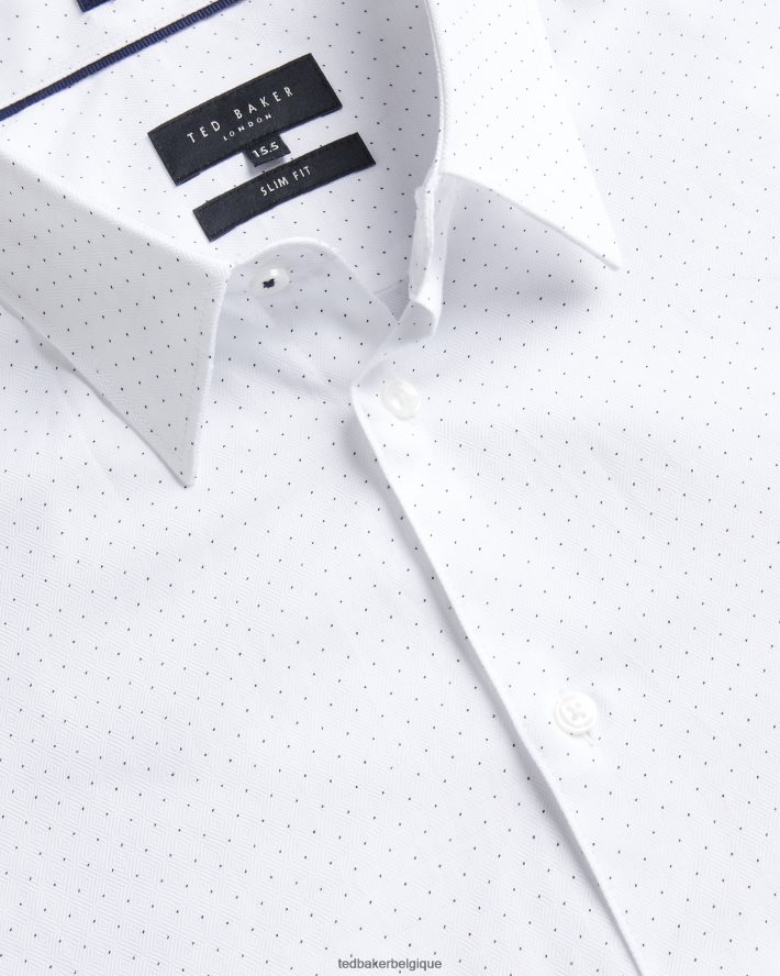 être Ted Baker Hommes Hysopss - Chemise coupe slim à imprimé mini pois blanc FR8J421511 vêtements