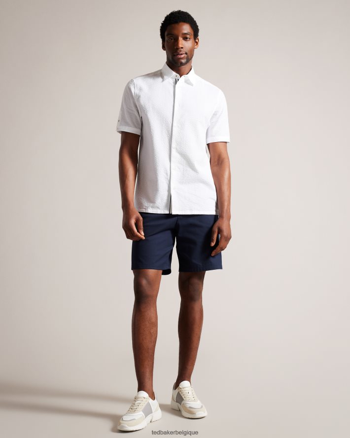 être Ted Baker Hommes Stansho - chemise en seersucker à manches courtes blanc FR8J421351 vêtements