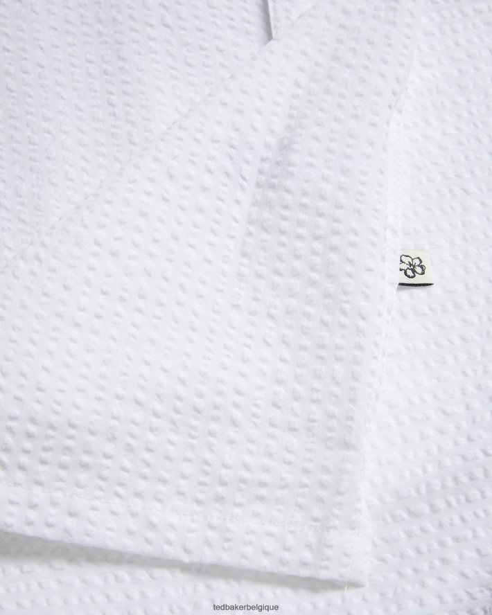 être Ted Baker Hommes Stansho - chemise en seersucker à manches courtes blanc FR8J421351 vêtements