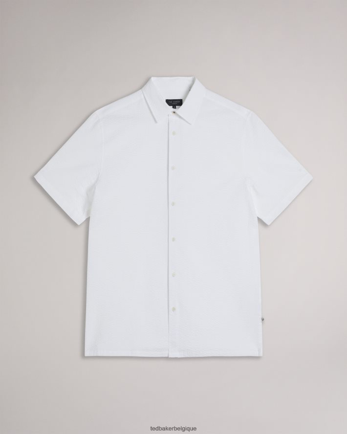être Ted Baker Hommes Stansho - chemise en seersucker à manches courtes blanc FR8J421351 vêtements