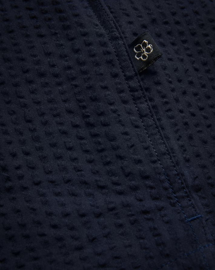 être Ted Baker Hommes Stansho - chemise en seersucker à manches courtes marine FR8J421362 vêtements