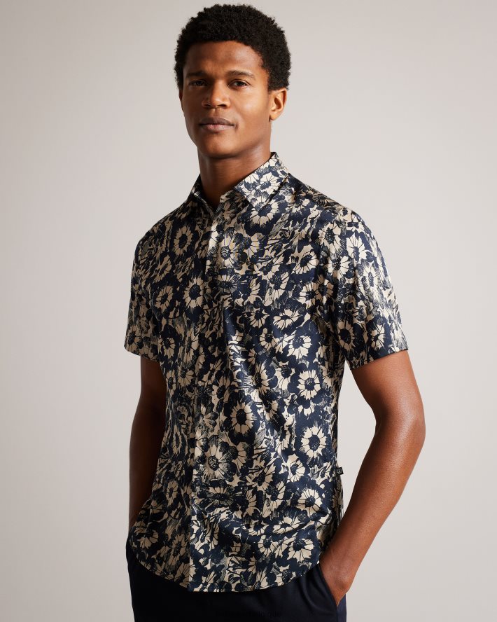 être Ted Baker Hommes aibsho - chemise à manches courtes à imprimé floral bronzer FR8J421529 vêtements