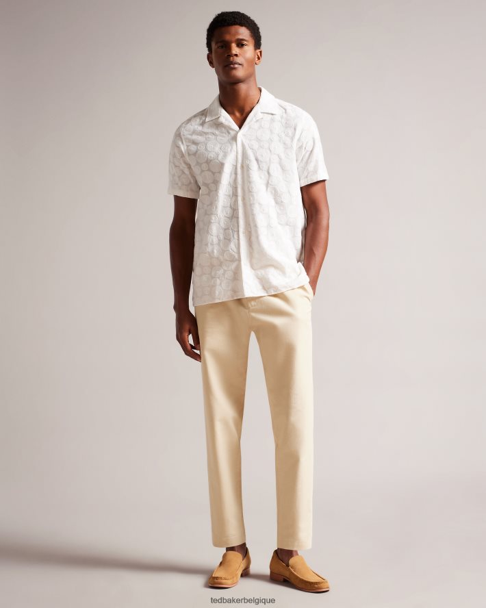 être Ted Baker Hommes allbury - chemise à manches courtes avec broderie circulaire blanc FR8J421365 vêtements