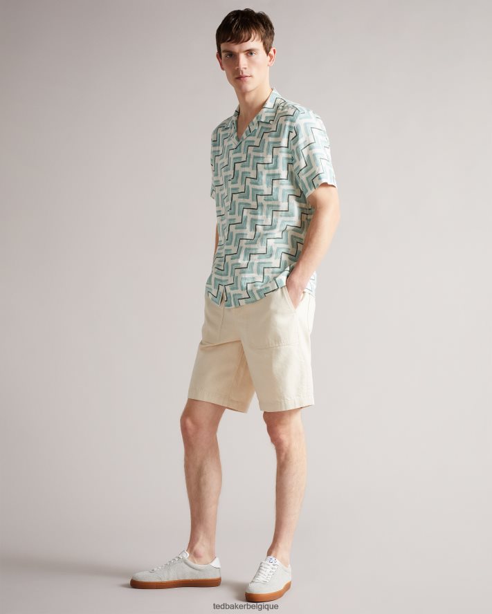 être Ted Baker Hommes brecon ss chemise rétro à imprimé géo bleu ciel FR8J421524 vêtements